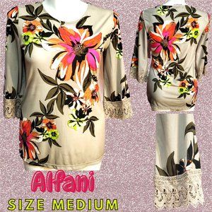 ALFANI Women's Floral Shirt Size Medium